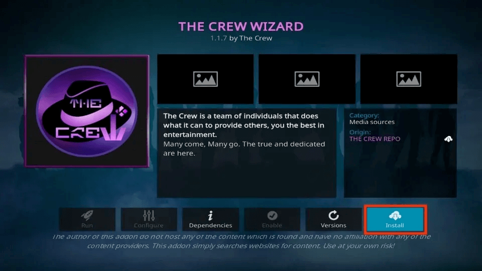 The dashboard for THE CREW WIZARD